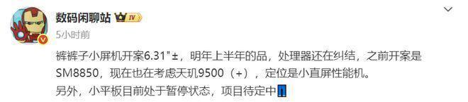 iQOO开案631英寸小屏性能机处理器二选一未定明年上半年发布 title=